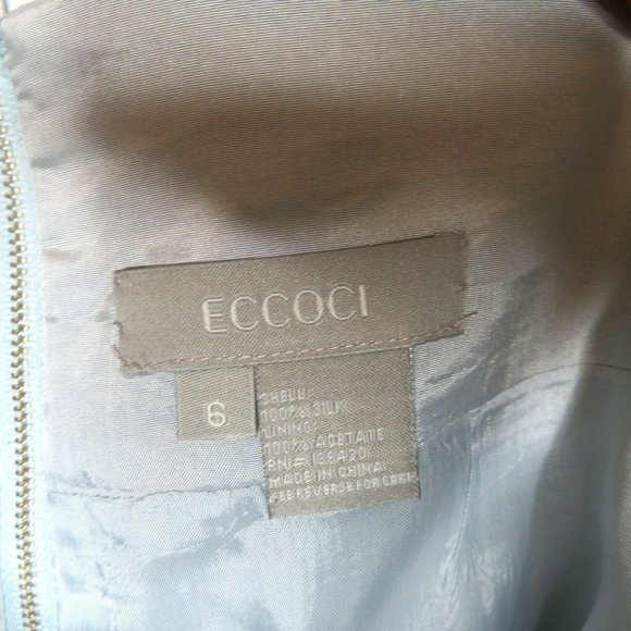 New Eccoci Carlisle Silk Pencil Skirt 6 Powdered Blue Knee Length Lined Academia - Picture 9 of 11